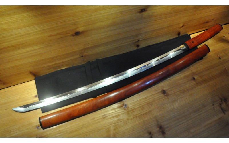 Handmade High Quality Shinogi Zukuri Choji Red Wood Shirasaya Japanese Sword